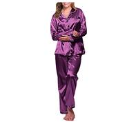 2026 - Vestito Accappatoio nero abito da notte intimo da donna lungo set sciolto pigiama da donna in raso set di pigiami adorabili pigiami abito lingerie nera, Lilla, 5XL