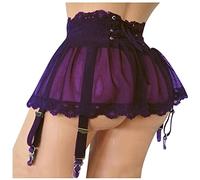 2026 - Vestito da donna biancheria intima affascinante Plus Size fasciatura parentesi collant bretelle cintura pizzo maglia femminile gonna intimo Corsage lingerie sexy, Lilla, XXL