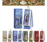 2026 Vintage European Style Oil Painting Flip Calendar, 2026 Desk Flip Calendar with Butterfly Pendant, Creative Daily Tear-Off Calendars with Butterfly Pendant, for Home, Living Room, Office (Blue)