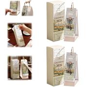 2026 Vintage European Style Oil Painting Flip Calendar,Elegant Desktop Flip Calendar with Butterfly Pendant,Creative Daily Tear-Off Desktop Decoration for Home,Living Room,Office (2PCS)