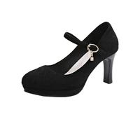 2026 Wedding Guest Donna Mary Jane Scarpe Basso Blocco Gattino Tacchi Alto Traspirante Prom Date Night Donna Cinghia Punta chiusa, Nero 2, 36.5 EU