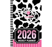 2026 Weekly Planner: Hardcover / 6x9 Dated Diary With To Do List - Habit Tracker - Notes Section / Agenda Gift / Cowgirl Hat on Black White Cow Animal Print Cover