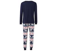 2026 Weihnachtspyjama für Die ganze Familie, bestehend Oberteil mit Weihnachtsaufdruck karierter Hose (Mama), blu, XL
