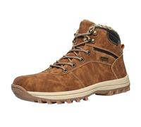 2026 Wide Fit Uomo Tempo Libero Stagione Fredda Imbottito Alto Top Walking Boots Trekking Easy On Block Heel Country Walk City Chelsea Pelle Impermeabile Antiscivolo, Marrone, 39 2/3 EU