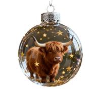 2026 Wildlife Wonders Collection Crystal Glass Ornament 3D Animal Hanging Ball Decoration for Home & Christmas (Highland Cow)