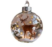 2026 Wildlife Wonders Collection Crystal Glass Ornament 3D Animal Hanging Ball Decoration for Home & Christmas (Deer)