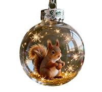 2026 Wildlife Wonders Collection Crystal Glass Ornament 3D Animal Hanging Ball Decoration for Home & Christmas (Squirrel)