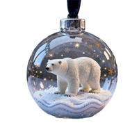 2026 Wildlife Wonders Collection Crystal Glass Ornament 3D Animal Hanging Ball Decoration for Home & Christmas (Polar Bear)