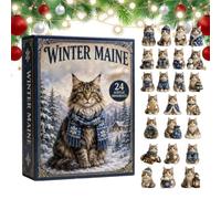 2026 Winter Maine Coon Cat - 24 Flat Acrylic Ornaments |