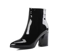 2026 Womens Chelsea Boots Donna Caviglia Europeo E America Commercio Estero Plus Size Autunno Inverno Pelle Cerniera Laterale A Punta Spessa Tacco Alto Breve, Nero , 39.5 EU