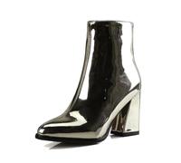2026 Womens Chelsea Boots Donna Caviglia Europeo E America Commercio Estero Plus Size Autunno Inverno Pelle Cerniera Laterale A Punta Spessa Tacco Alto Breve, Oro, 39.5 EU