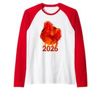 2026 Year of The Fire Horse Chinese New Year Lunar Zodiac Maglia con Maniche Raglan