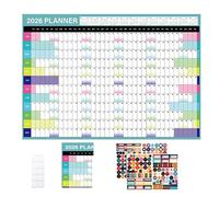 2026 Yearly Wall Planner - Calendar Chart Poster | 365-Days Wall Planner with Colorful Stickers | Large 12-Month Organizer for Event, Appointment, Birthday, Deadlines, Meal Planning, Travel, Classroom