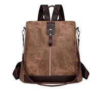 2026 Zaino Moda Modello Semplice Tinta Unita Retro Grande Capacità Pratica Cerniera Casual Multiuso Borsa A Tracolla, marrone, Taglia unica per tutti, Zainetto