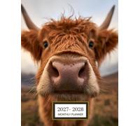 2027-2028 Monthly Planner: 2 Year Highland Cow Double Page Spreads| Large Size with Holiday Reminders | JANUARY to DECEMBER 24 Month Organizer Schedule