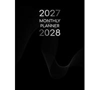2027-2028 Monthly Planner: Black Abstract Line Design 24 Month 2 Year Organizer from January 2027 to December 2028 with Large Size Layout for Productivity Holiday Reminders and Notes Pages