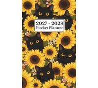 2027-2028 Pocket Planner: Small Size Two Year Schedule Organizer From January 2027 To December 2028 with Cute Black Cats & Sunflowers Cover