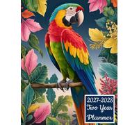 2027-2028 Two Year Planner: Parrot Bird themed Cover 2 Page Spreads With Monthly Calendar Grids 24 Month Organizer Schedule Address Contact Notes