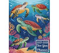 2027-2028 Two Year Planner: Sea Turtle themed Design Cover 2 Page Spreads With Monthly Calendar Grids 24 Month Organizer Schedule Address Contact