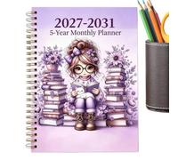 2027-2031 Monthly Planner - 5-Year Calendar Schedule Monthly Agenda | 145 Pages Reading Theme Cover Notebook for Teacher and Student, 5 Year Planner with Monthly Tabs Design, 60 Month Goal