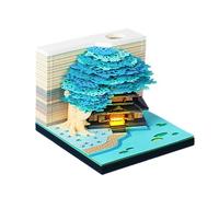 2027 3D Calendar - Paper 3.35x3.35x2.76 Inch 260 Pages | Tree House Art | Tear Away Memo Pad | LED Lighted Desk Calendar Notepad Bookmark For Office Decor Planner Novelty Gift