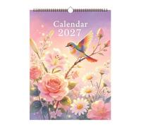 2027 Bird Wall Calendar - 12 Month Rare Bird English Planner