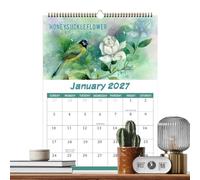 2027 Bird Wall Calendar - 12-Month Rare Bird Writing English Planner