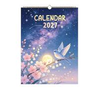 2027 Bird Wall Calendar | 12-Month Rare Bird Writing English Planner