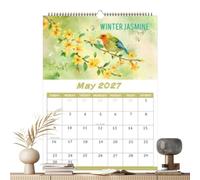2027 Bird Wall Calendar - 12-Month Rare Bird Writing English Planner