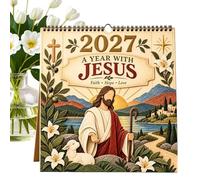 2027 Calendar Jesus Religious Weekly Daily Planner Academic | January-December Wall Calendar for Home Office School Classroom Desk Teacher Kids Teen Family Student
