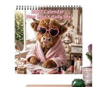2027 Calendar Wall - Jan Dec 2027 Cow Planner Wall Decor Calendar | | Thick Premium Paper Twin Wire Binding Monthly Hanging Planner Cute Highland Cattle Pictures for Home Office Schedule
