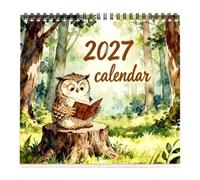 2027 Calendar, Watercolor Owl Planner, Weekly Daily Organizer