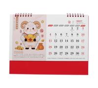2027 Calendario da Tavolo Rosso Anno della Capra | Carta con Spirale e Supporto a Cavalletto, per Ufficio e Studio, con Festività Lunari e Font Chiaro
