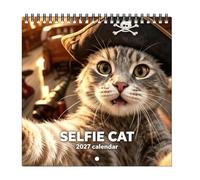 2027 Cat Wall Calendar, Cute Cat Selfie 12 Month Planner Calendar