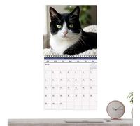 2027 Cat Wall Calendar | Tear-Resistant Thick Black White Cat 12-Month |