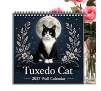 2027 Cat Wall Calendar - Tear-Resistant Thick | Black White Kitten