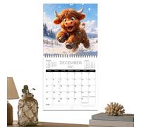 2027 Cow Calendar - Giftable 12 -Month 2027 Retro Vintage Cow