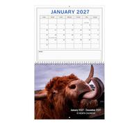 2027 Cow Wall Calendar Cow Jan - - - Dec 2027 Spiral Binding Large Block |