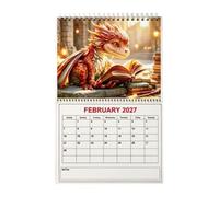 2027 Dinosaur Reading Wall Calendar - 12-Month Art Planner