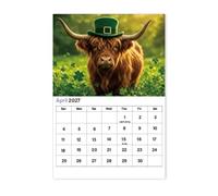 2027 Highland Cow Calendar - Wall Monthly Planner | Scottish Bull Art