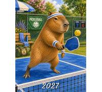 2027: Large Monthly Calendar Planner - Capybara Playing Pickleball