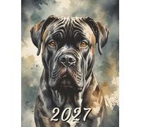 2027: Large Monthly Calendar Planner - Watercolor Cane Corso Dog