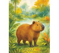 2027: Large Monthly Calendar Planner - Watercolor Capybara