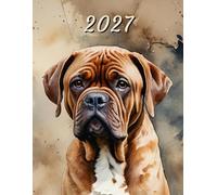 2027: Large Monthly Calendar Planner - Watercolor Dogue De Bordeaux Dog