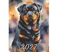 2027: Large Monthly Calendar Planner - Watercolor Rottweiler Dog