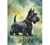 2027: Large Monthly Calendar Planner - Watercolor Scottish Terrier Dog