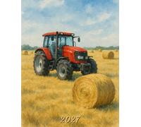 2027: Large Monthly Calendar Planner - Watercolor Tractor On A Farm