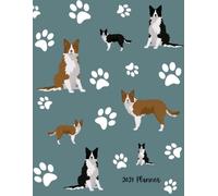 2027 Planner: Border Collie Dogs Paw Prints Dated Weekly and Monthly Page Views With Space For Notes