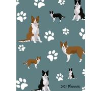 2027 Planner: Border Collie Dogs Paw Prints Dated Weekly and Monthly Page Views With Space For Notes