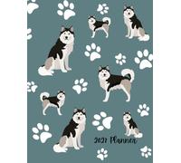 2027 Planner: Husky Dog Paw Prints Dated Weekly and Monthly Page Views With Space For Notes